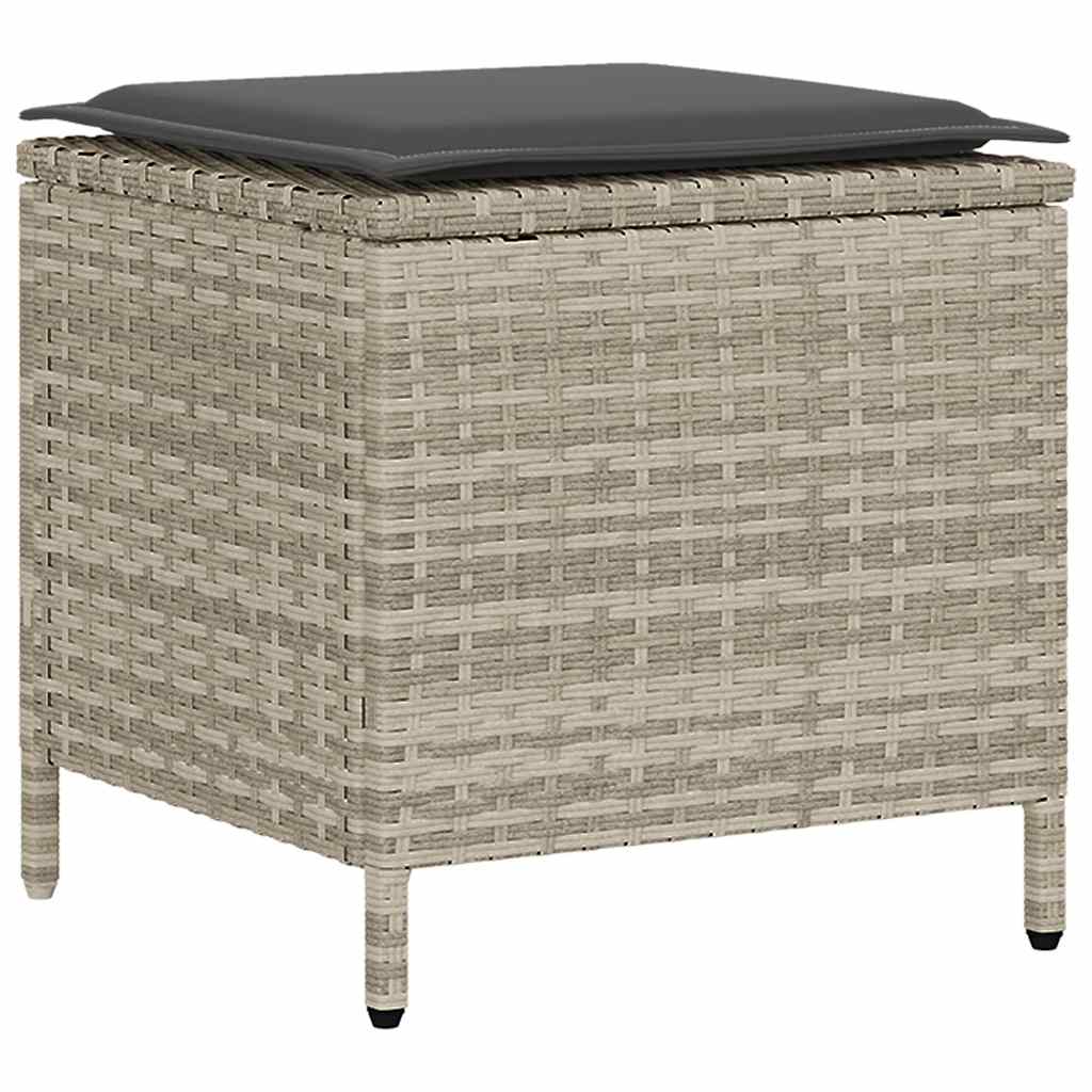 6-tlg. Garten-Sofagarnitur mit Kissen Hellgrau Poly Rattan